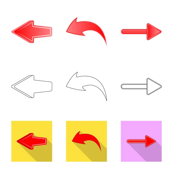 Isolerade objekt av element och pilen ikonen. Samling av element och riktning lager vektorillustration. — Stock vektor