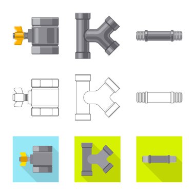 Boru ve tüp simge vektör tasarımı. Boru ve boru hattı hisse senedi simgesi web için kümesi.