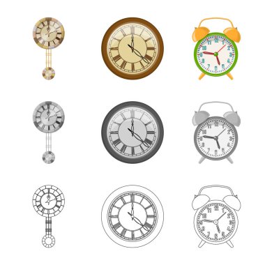Saat ve saat simgesinin vektör resmi. Saat ve daire hisse senedi simgesi için web topluluğu.
