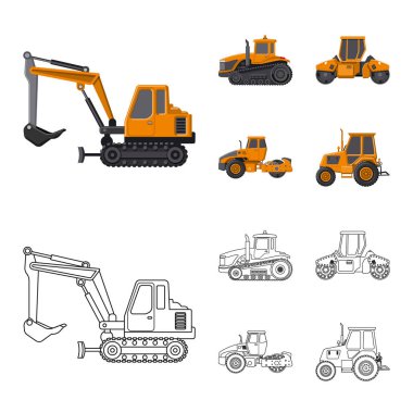 Yapı ve inşaat simge vektör Illustration. Hisse senedi için yapı ve makine vektör simge topluluğu.