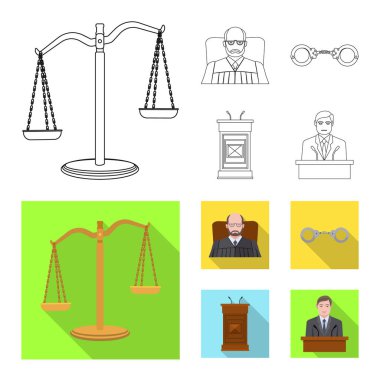 Hukuk ve avukat simge vektör Illustration. Hukuk ve adalet hisse senedi vektör çizim topluluğu.