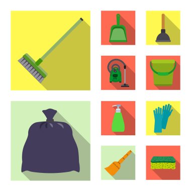 Temizlik ve servis işareti yalıtılmış nesne. Temizlik ve ev hisse senedi vektör çizim topluluğu.