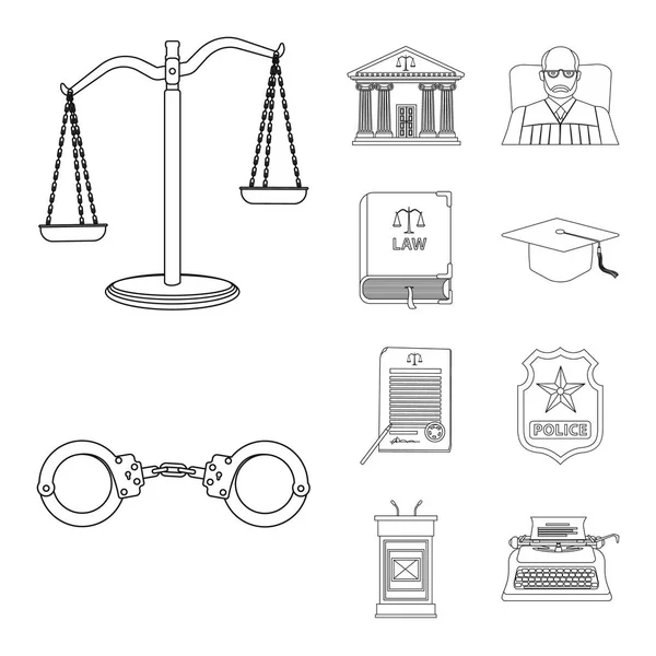 Projeto vetorial de lei e símbolo de advogado. Coleção de leis e justiça ilustração vetor de estoque . — Vetor de Stock