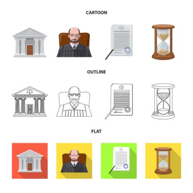 Hukuk ve avukat simge vektör Illustration. Hisse senedi için hukuk ve adalet vektör simge kümesi.