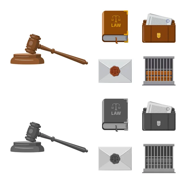 Objeto isolado da lei e assinatura do advogado. Conjunto de lei e justiça vetor ícone para estoque . — Vetor de Stock