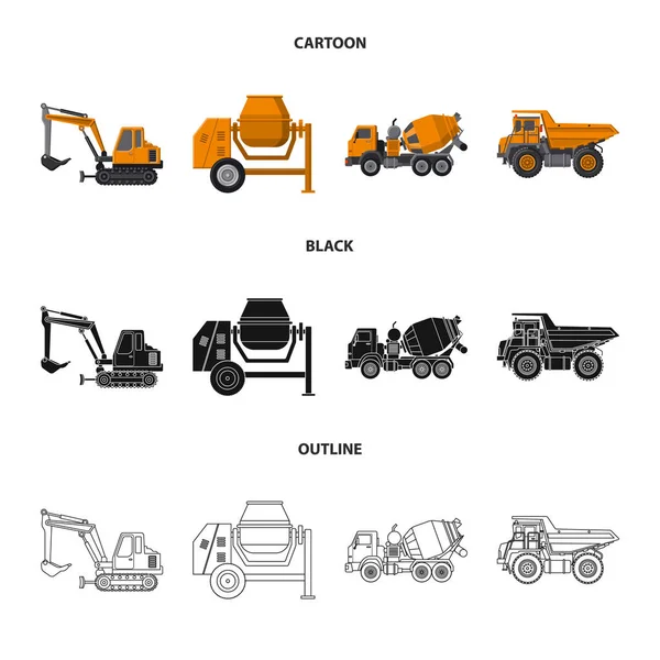 Conception vectorielle de l'icône de construction et de construction. Collection d'illustration vectorielle de stock de construction et de machines . — Image vectorielle