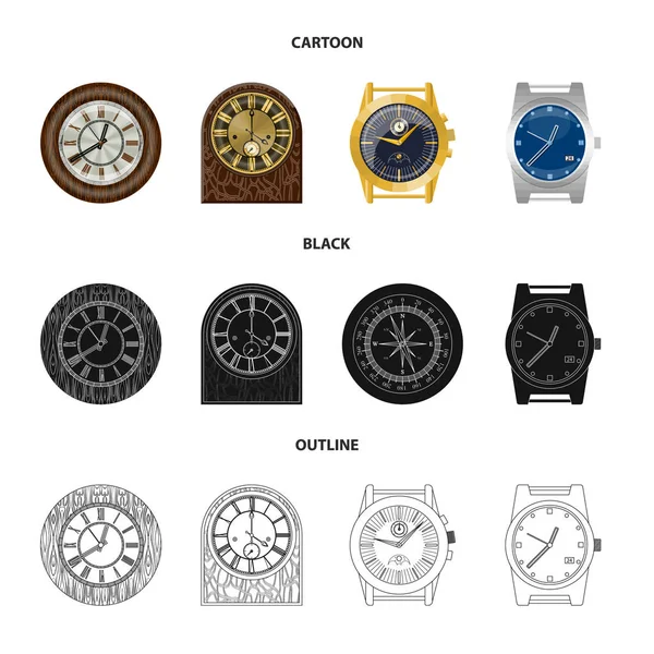 Ilustración vectorial del reloj y el logotipo del tiempo. Conjunto de reloj y círculo símbolo de stock para web . — Vector de stock