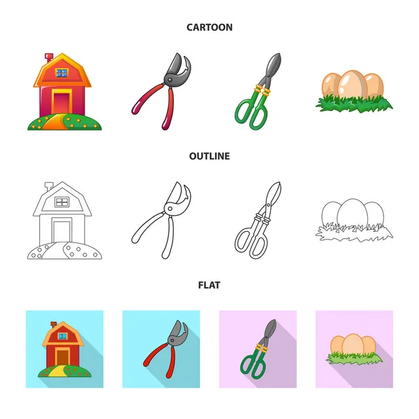 Isolated object of farm and agriculture sign. Collection of farm and plant vector icon for stock. — Stock Vector