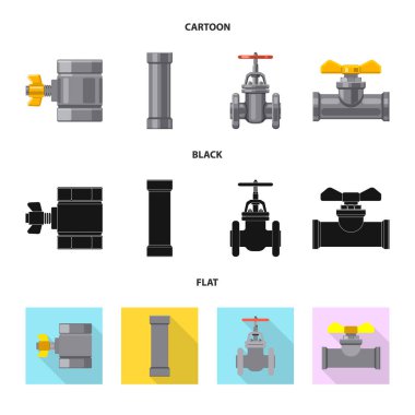 Boru ve tüp işareti yalıtılmış nesne. Boru ve boru hattı hisse senedi vektör çizim seti.