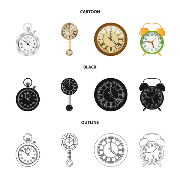 時計と時間のサイン デザインをベクトルします。Web の時計と円の銘柄のセット. — ストックベクタ