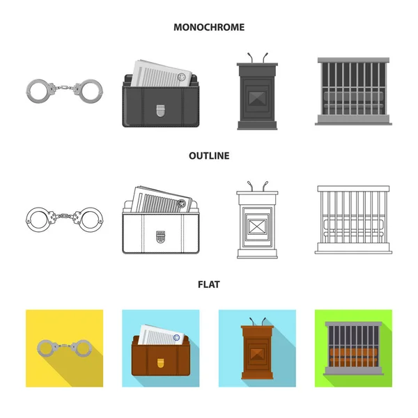 Vektor ilustrasi hukum dan simbol pengacara. Set of law and justice stock vector illustration . - Stok Vektor