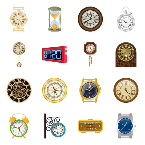 Diseño vectorial del reloj y la señal de tiempo. Conjunto de reloj y círculo símbolo de stock para web . — Archivo Imágenes Vectoriales