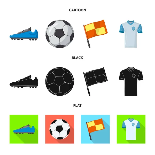 Vektorillustration des Fußball- und Ausrüstungslogos. Sammlung von Fußball- und Turniersymbolen für das Web. — Stockvektor