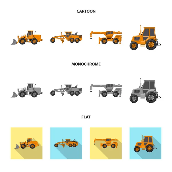 Objeto isolado de construção e símbolo de construção. Conjunto de construção e símbolo de estoque de máquinas para web . — Vetor de Stock