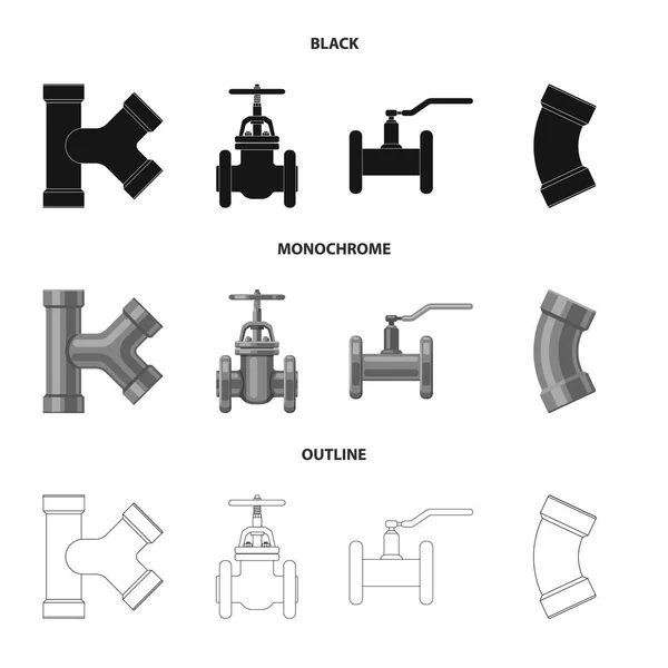 Illustration vectorielle du logo du tuyau et du tube. Ensemble d'icône vectorielle de tuyau et de pipeline pour stock . — Image vectorielle