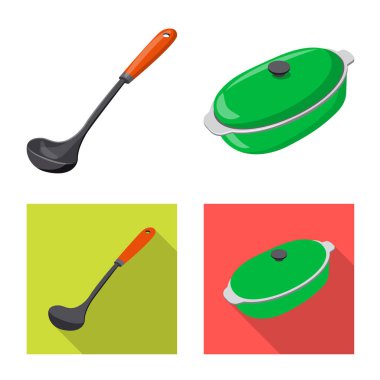 Mutfak ve yemek logo vektör tasarımı. Mutfak ve cihaz hisse senedi vektör çizim seti.