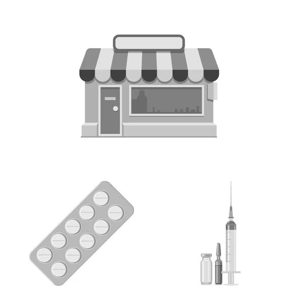 Vektor-Design von Apotheke und Krankenhaus-Symbol. Abbildung von Pharmazeutika und Geschäftsaktien. — Stockvektor