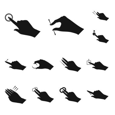 Dokunmatik ve el logo vektör tasarımı. Dokunmatik ekran ayarla ve stok vektör çizim değmek.