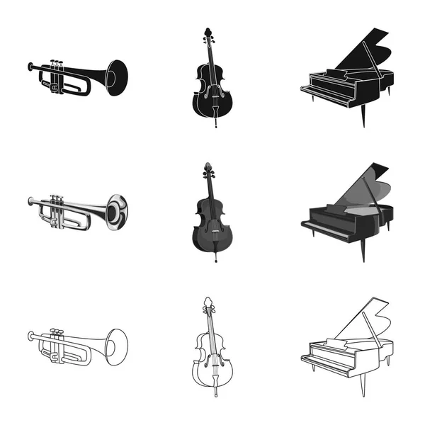 Objeto aislado de música y sintonía. Conjunto de música y herramienta de stock símbolo para la web . — Archivo Imágenes Vectoriales