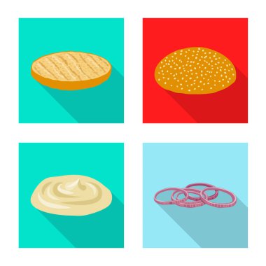 Burger ve sandviç simge vektör Illustration. Web için burger ve dilim hisse senedi simgesi kümesi.
