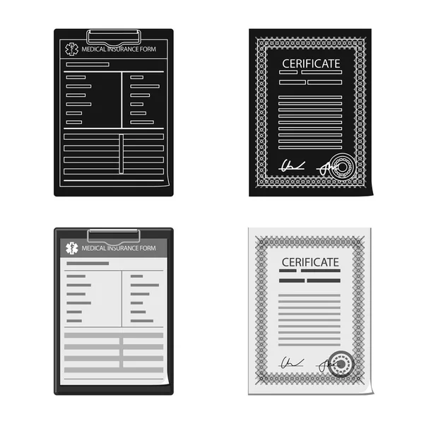 Ilustración vectorial de forma y signo de documento. Colección de forma y marca icono vectorial para stock . — Archivo Imágenes Vectoriales