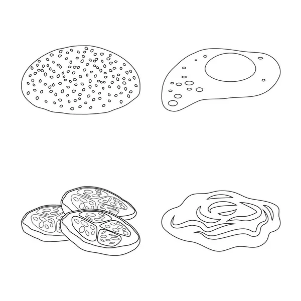 Objeto aislado de hamburguesa y símbolo sándwich. Colección de hamburguesa y el icono del vector de rebanada para stock . — Vector de stock