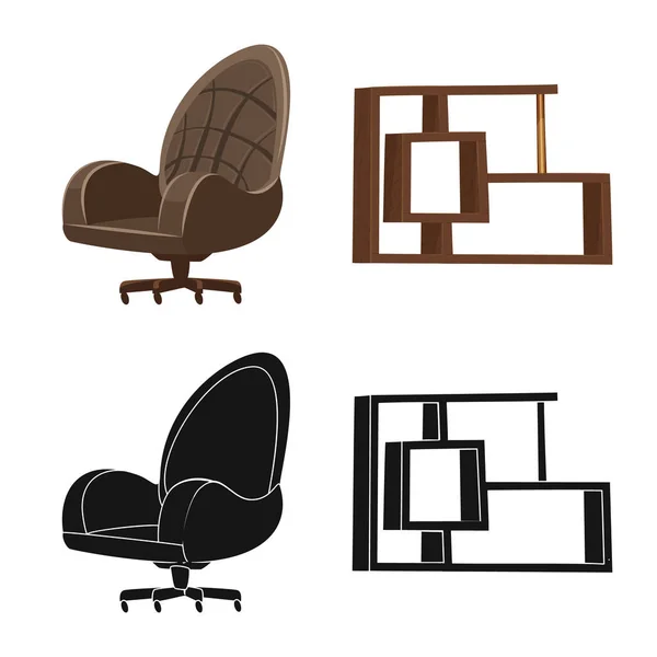 Векторный дизайн мебели и иконки работы. Набор мебели и символ домашнего запаса для интернета . — стоковый вектор