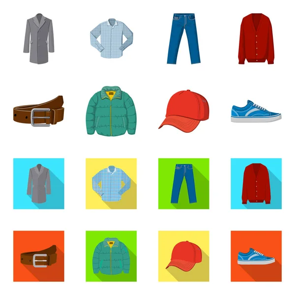 Illustrazione vettoriale dell'uomo e segno di abbigliamento. Collezione di uomo e indossare icona vettoriale per magazzino . — Vettoriale Stock