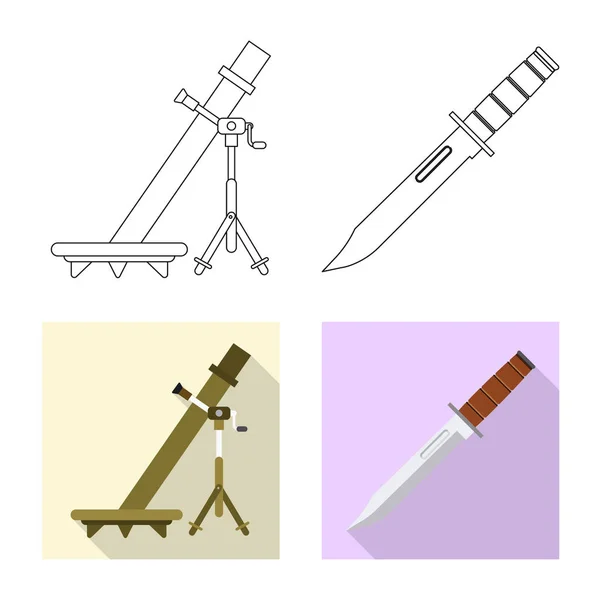 Objeto aislado de arma y símbolo de arma. Conjunto de armas y ejército símbolo de stock para la web . — Archivo Imágenes Vectoriales