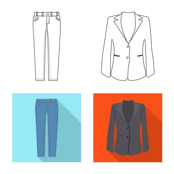 Vector ontwerp van vrouw en kleding logo. Set van vrouw en dragen voorraad vectorillustratie. — Stockvector