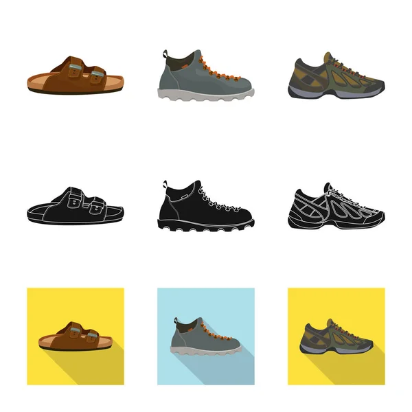 Ilustración vectorial del icono del zapato y del calzado. Colección de zapatos y pies stock vector ilustración . — Vector de stock