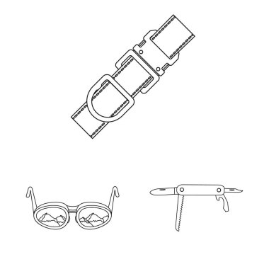Dağcılık ve en yüksek işareti yalıtılmış nesne. Dağcılık ve kamp set vektör simge stok için.