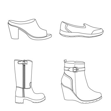 Ayakkabı ve kadın simge vektör Illustration. Ayakkabı gibi ayarla ve stok vektör çizim ayak.