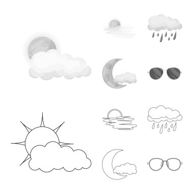 Hava ve İklim logo vektör tasarımı. Web için hava ve bulut hisse senedi simgesi kümesi.