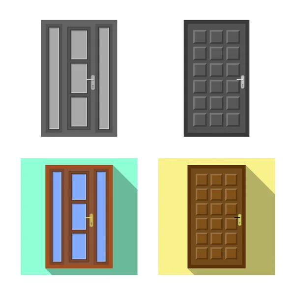 Vektorillustration av dörren och främre ikonen. Samling av dörren och trä aktiesymbol för webben. — Stock vektor