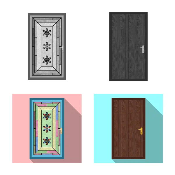 Objeto aislado de puerta y logotipo frontal. Colección de puerta y vector de madera icono para stock . — Vector de stock