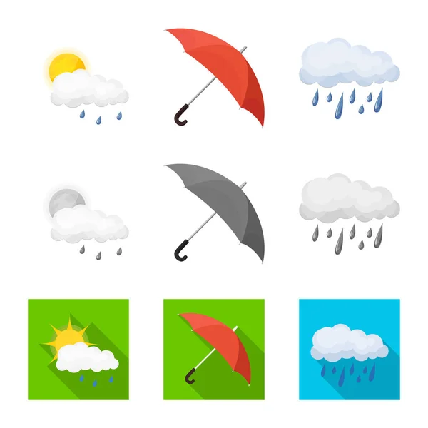 Векторная иллюстрация погоды и климатического символа. Набор значков погоды и вектора облаков на складе . — стоковый вектор