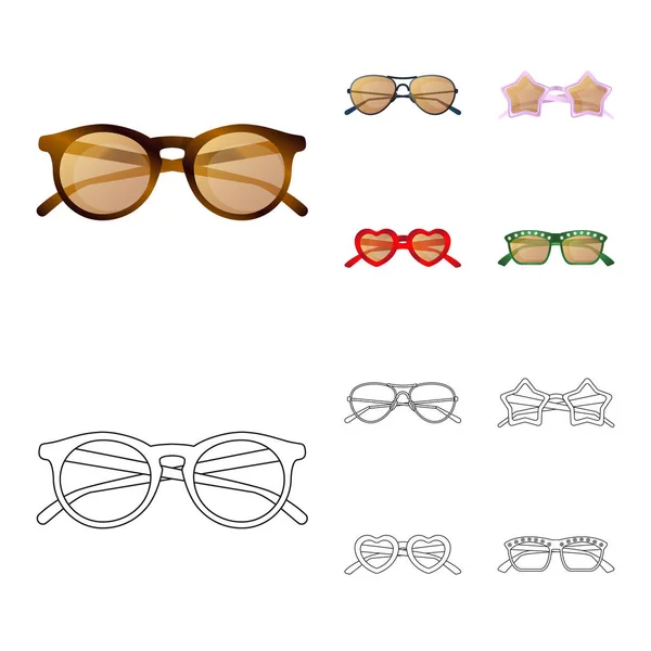 Objeto aislado de gafas y gafas de sol icono. Colección de gafas y símbolo de stock accesorio para web . — Vector de stock