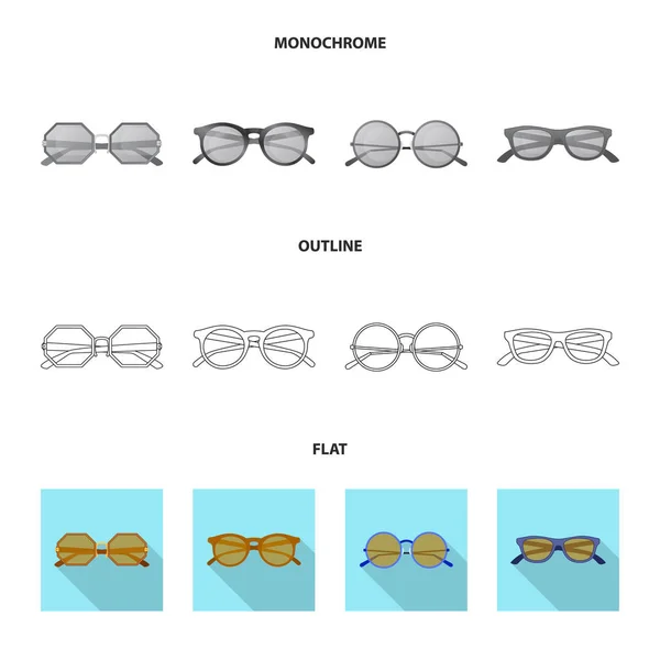 独立的眼镜和太阳镜标志的对象。收集眼镜和附件股票符号的网站. — 图库矢量图片