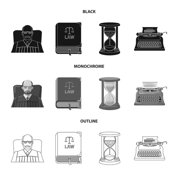 Ilustração vetorial do símbolo da lei e do advogado. Coleção de leis e justiça ilustração vetor de estoque . — Vetor de Stock