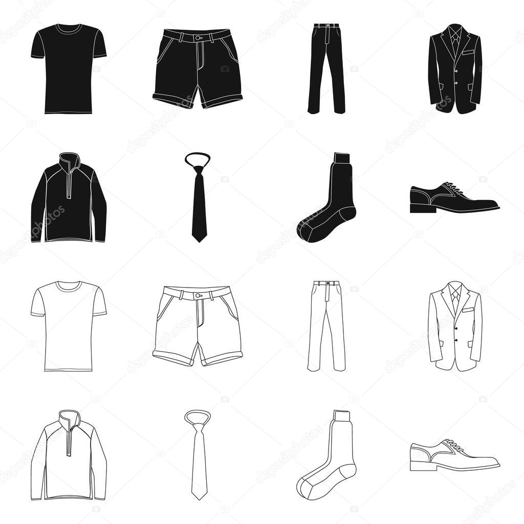 Isolated object of man and clothing symbol. Set of man and wear stock symbol for web.