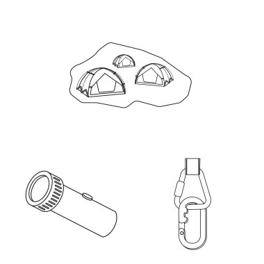 Dağcılık ve en yüksek işareti yalıtılmış nesne. Kamp ve dağcılık topluluğu stok vektör çizim.