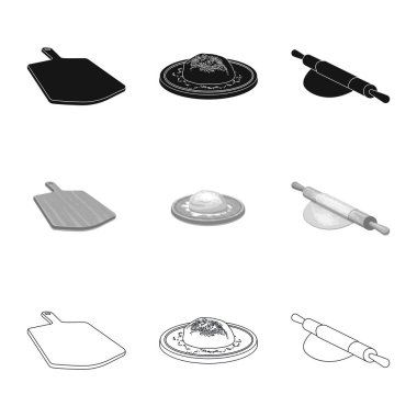 Pizza ve gıda simge vektör Illustration. Web için pizza ve İtalya hisse senedi simgesi kümesi.