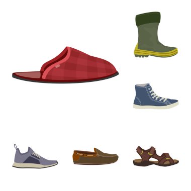 Ayakkabı ve ayakkabı simge vektör Illustration. Ayakkabı ayarla ve vektör simge stok ayak.