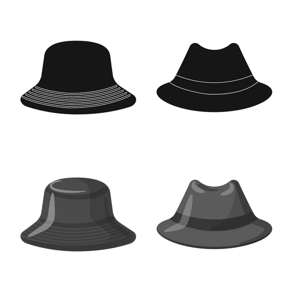 Objeto isolado de capacete e ícone de boné. Conjunto de chapéus e acessórios ilustração vetorial . —  Vetores de Stock
