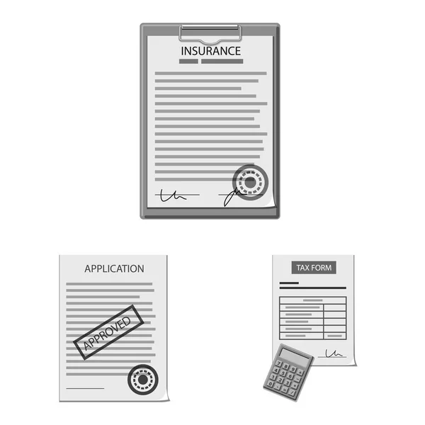 Diseño vectorial de forma y signo de documento. Colección de forma y marca icono vectorial para stock . — Archivo Imágenes Vectoriales