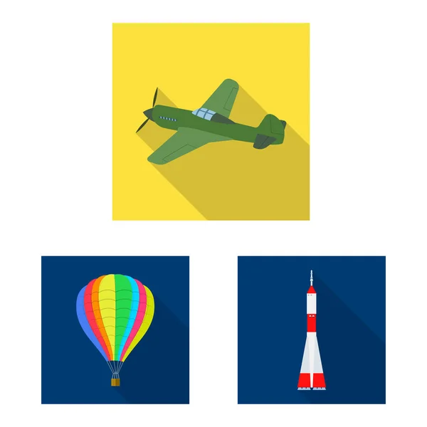 Objeto isolado de avião e símbolo de transporte. Conjunto de plano e céu símbolo de estoque para web . — Vetor de Stock