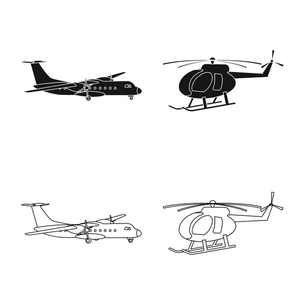 Векторна ілюстрація літака та транспортного знака. Збірка піктограми площини та неба для запасів . — стоковий вектор