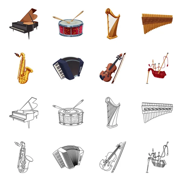 Geïsoleerde Object Van Muziek Melodie Symbool Collectie Van Muziek Instrument — Stockvector