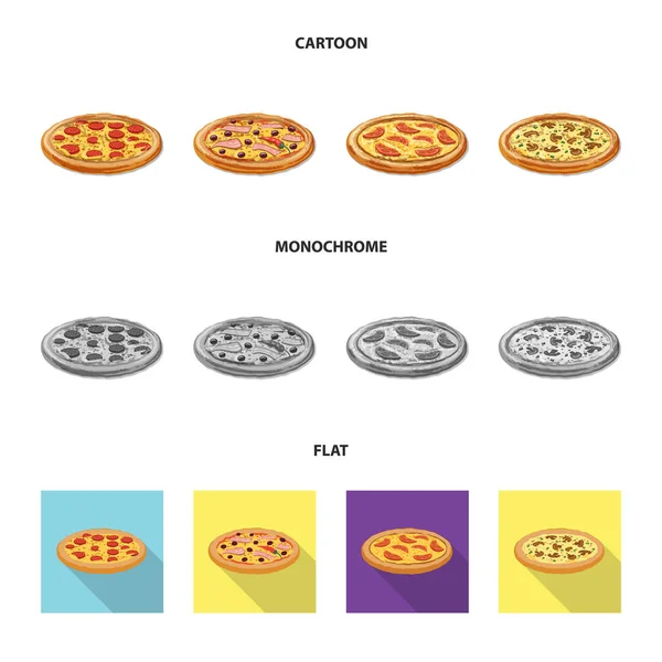 Design vetorial de pizza e ícone de comida. Conjunto de pizza e itália símbolo de estoque para web . — Vetor de Stock